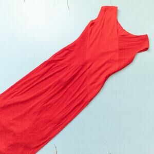 Alex Evenings Vintage Red Metallic Ribbed VNeck Formal Maxi Dress Size 16